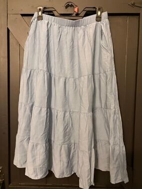 Allegra K Light Blue Tiered Maxi Skirt